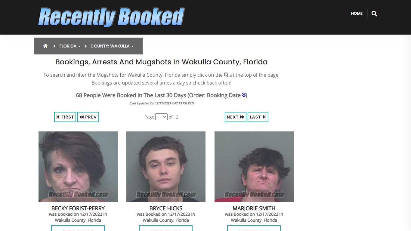 Recent bookings, Arrests, Mugshots in Wakulla County, Florida